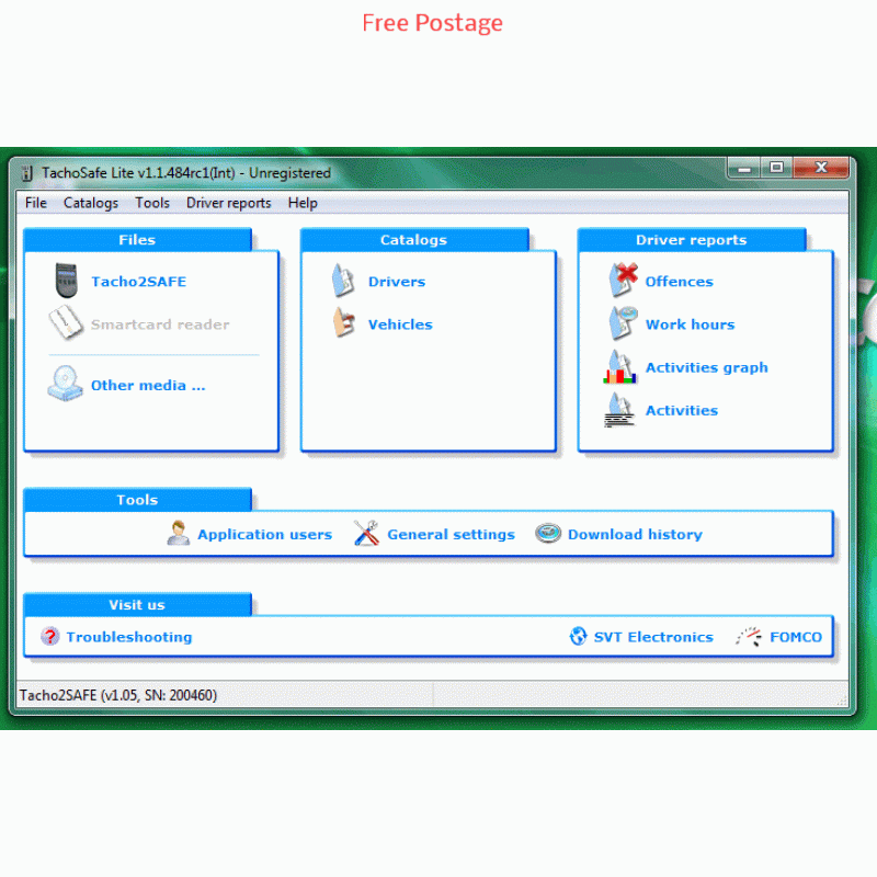 Digital Tachograph Software Driver Card Vehicle Unit Reader TachoSafe